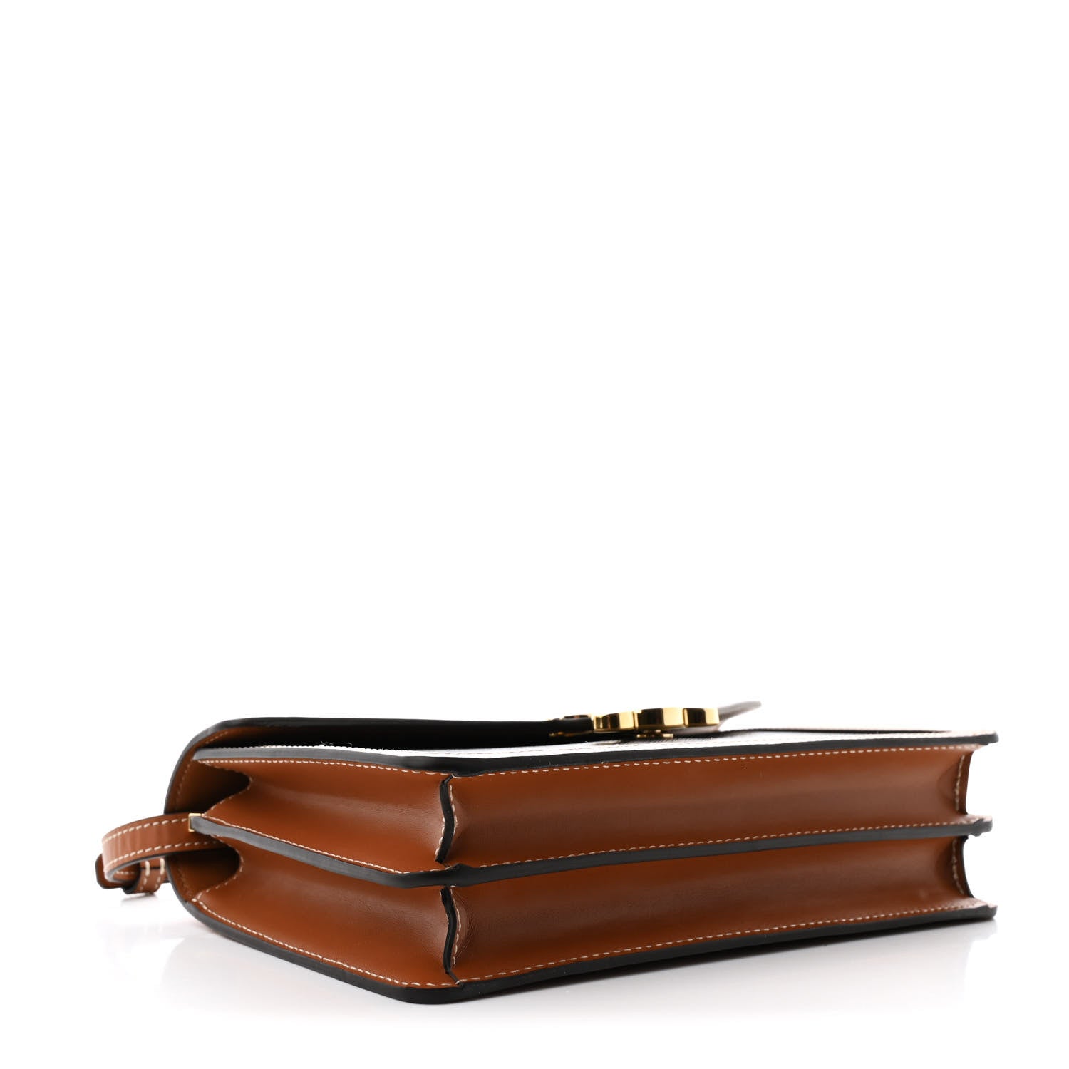 Celine Triomphe Canvas Calfskin Enveloppe Bag Tan 4 of 12