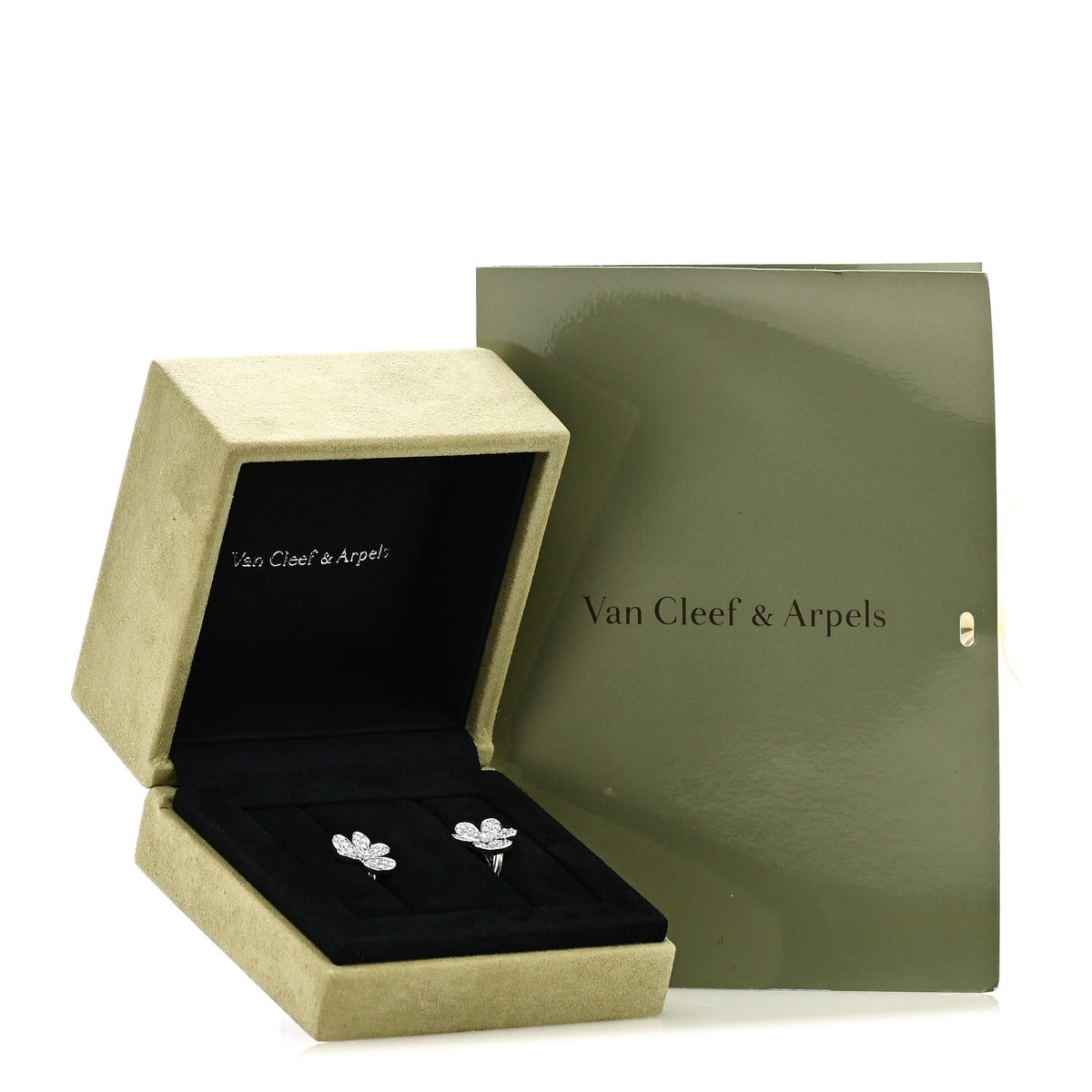 Van Cleef & Arpels 18K White Gold Diamond Small Frivole Pave Earrings 5 of 5