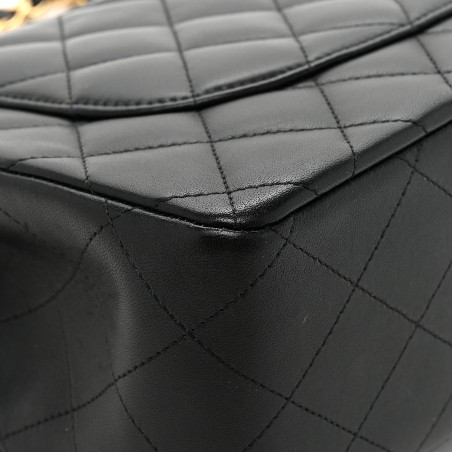 Lambskin Quilted Jumbo Double Flap Black