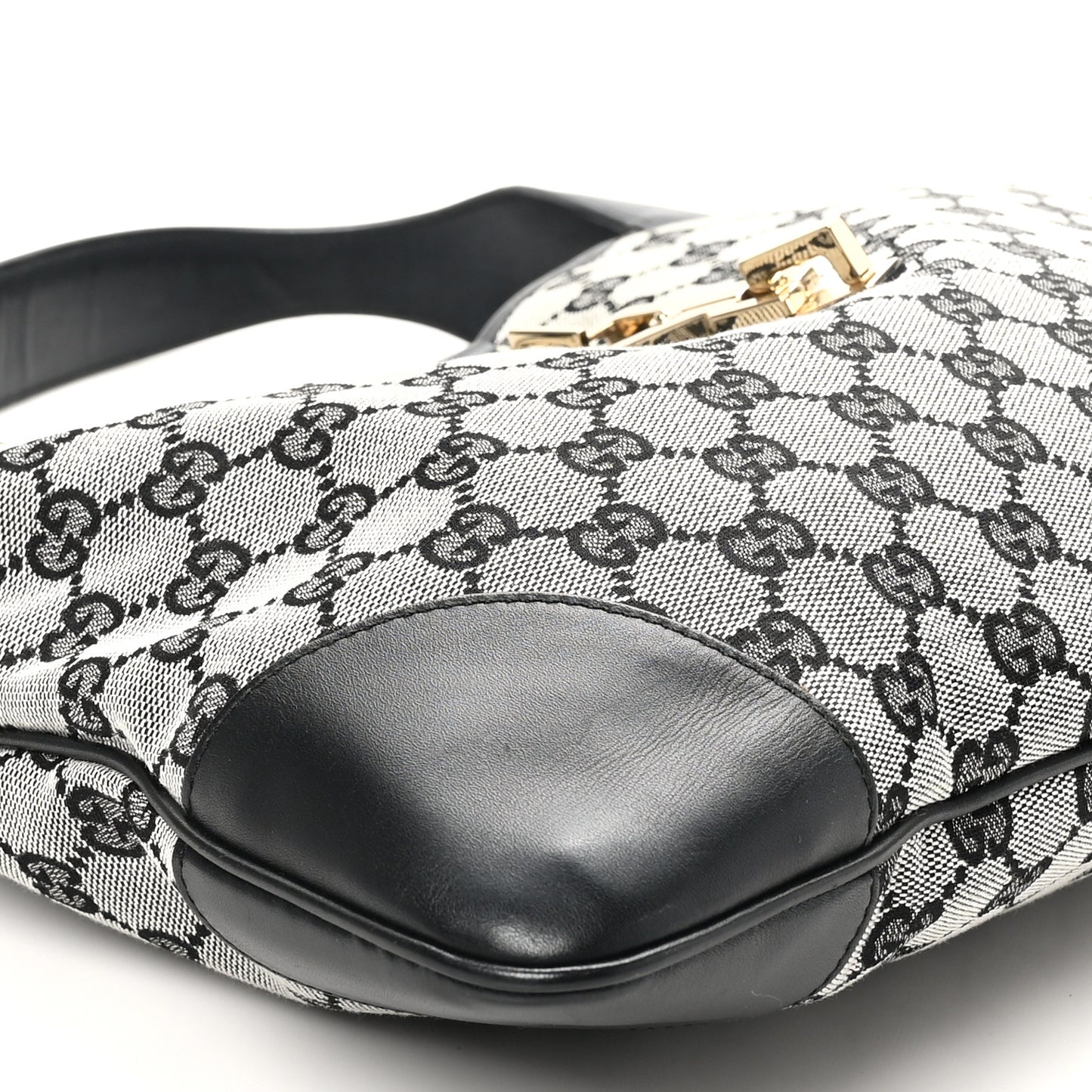 Monogram Lobster Clasp Jackie O Hobo Black