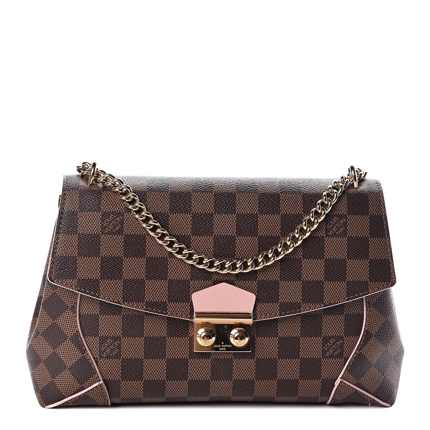 Louis Vuitton Damier Ebene Caissa Clutch Rose Ballerine 1 of 10
