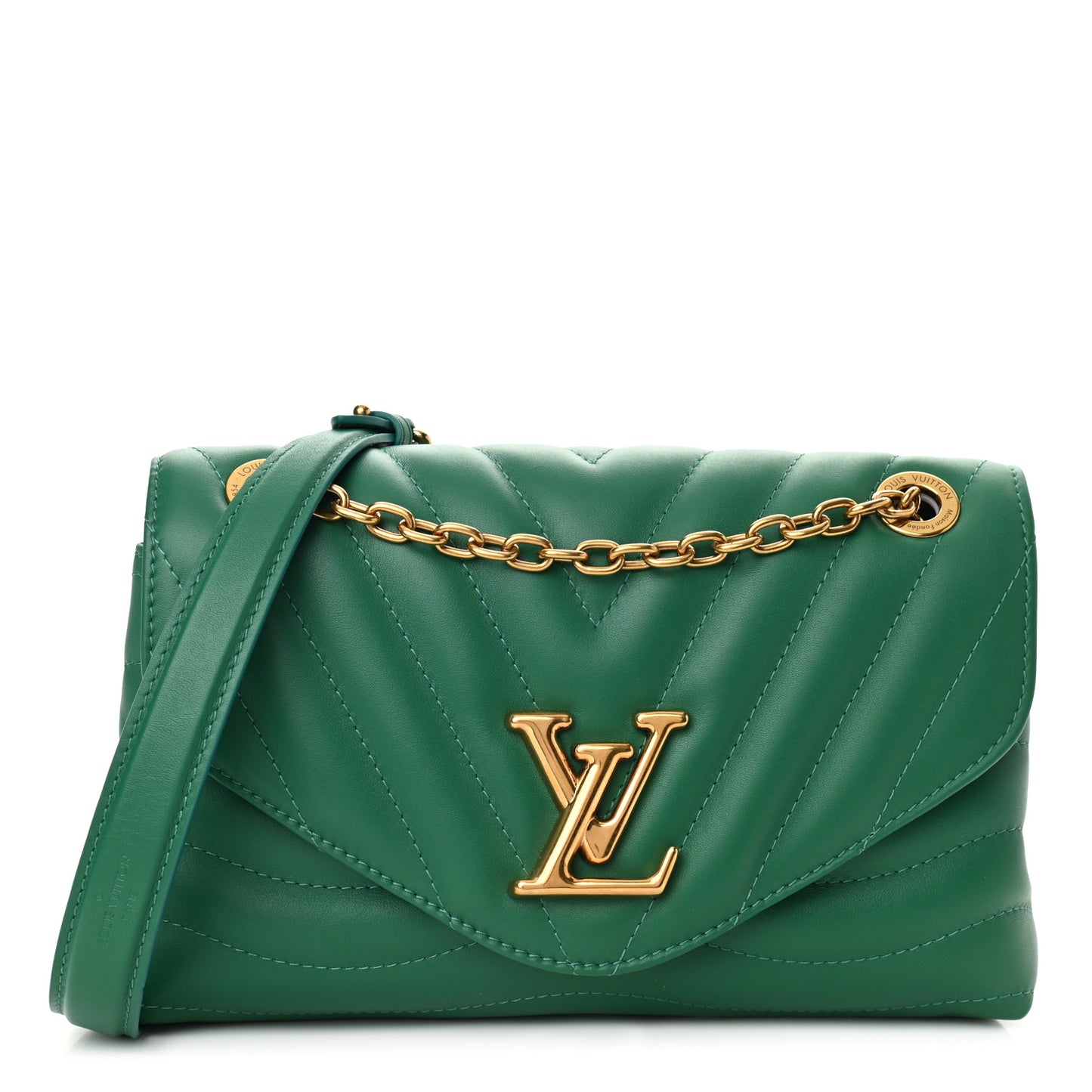 Calfskin New Wave Chain Bag MM NM Emerald