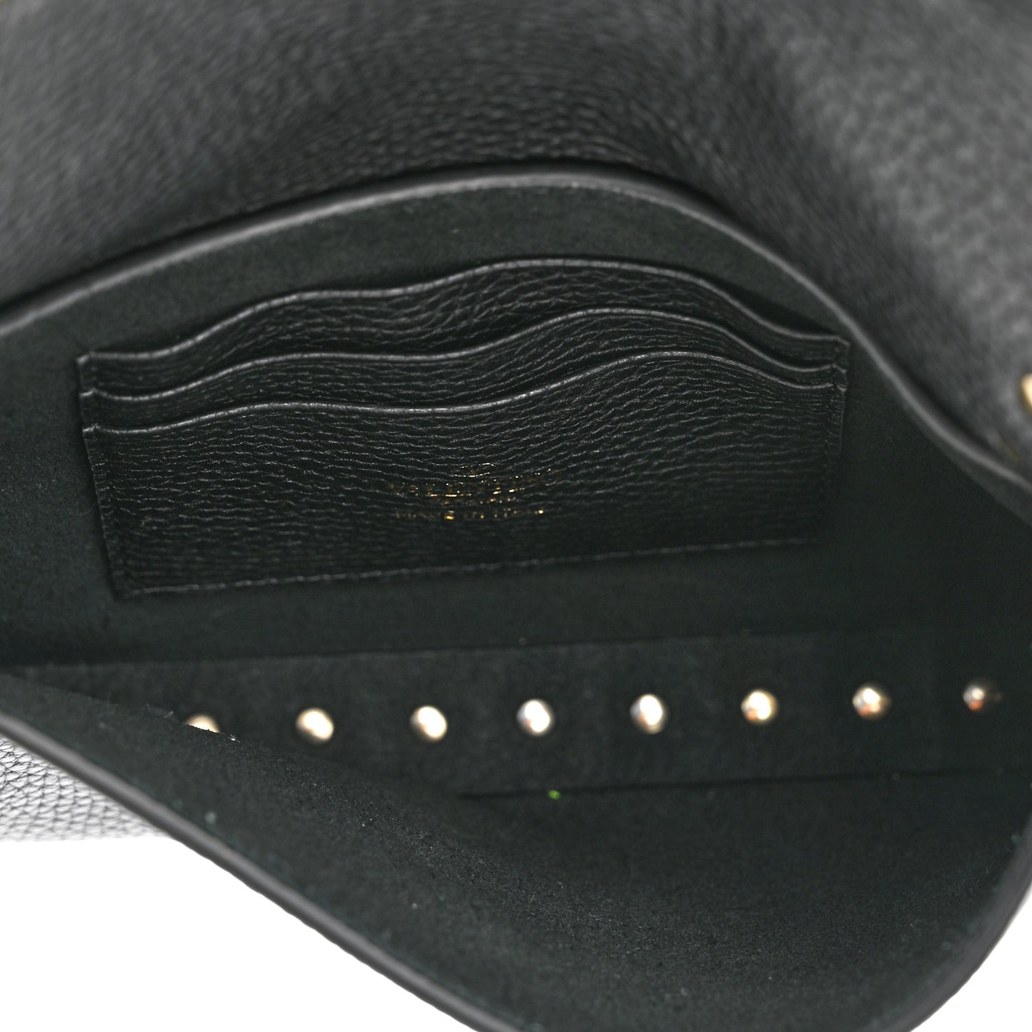 Grainy Calfskin Rockstud Crossbody Pouch Black