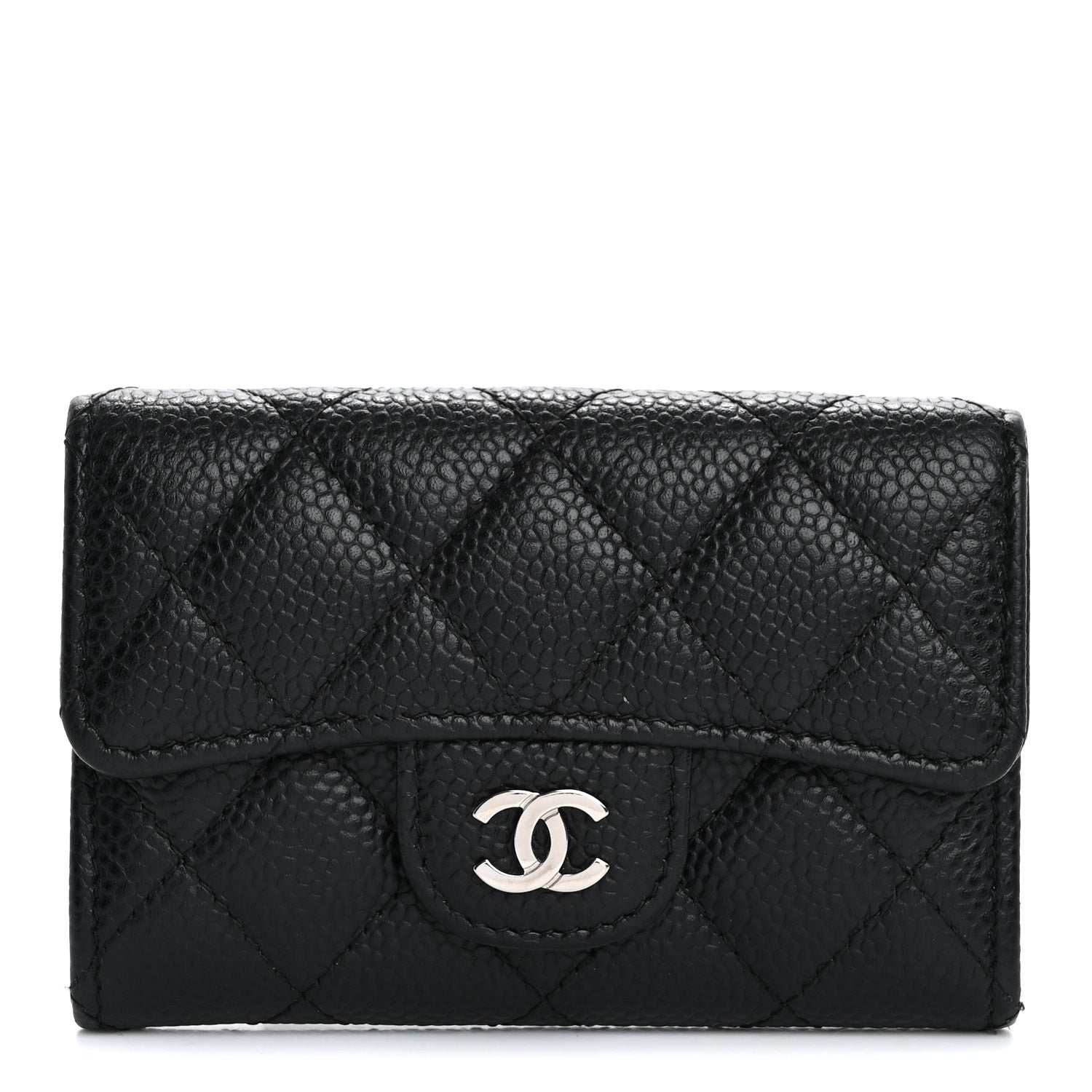 Chanel Caviar Quilted Flap Card Holder Wallet Black 1 of 11
