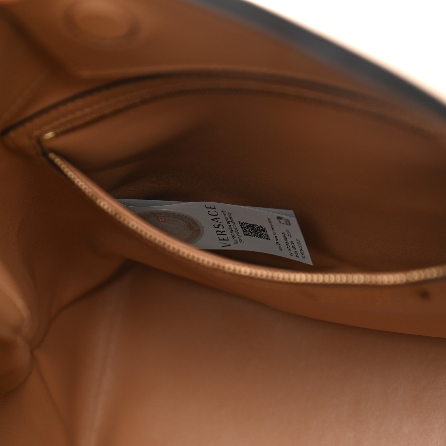 Versace Calfskin Vitello Virtus Hobo Brown 5 of 9
