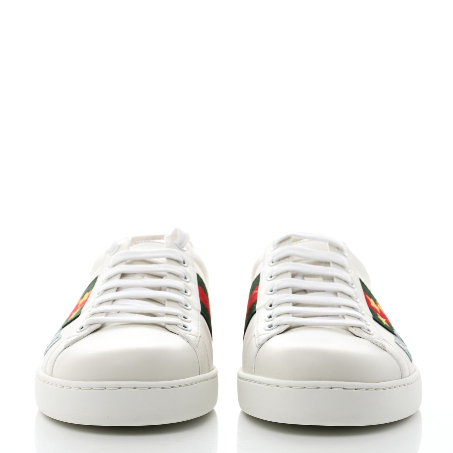 Calfskin Web Mens Gucci Band Ace Sneakers 9.5 White