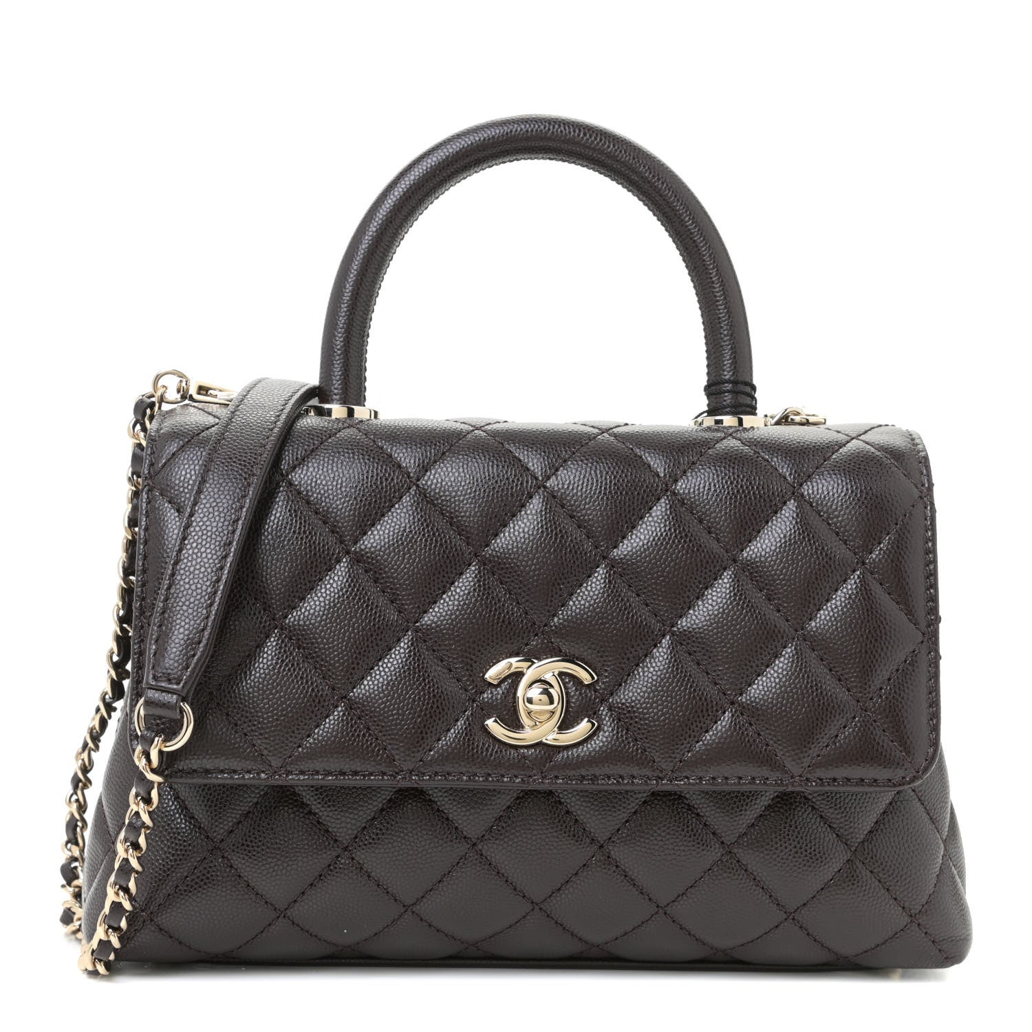 Chanel Caviar Quilted Mini Coco Handle Flap Dark Brown 1 of 11