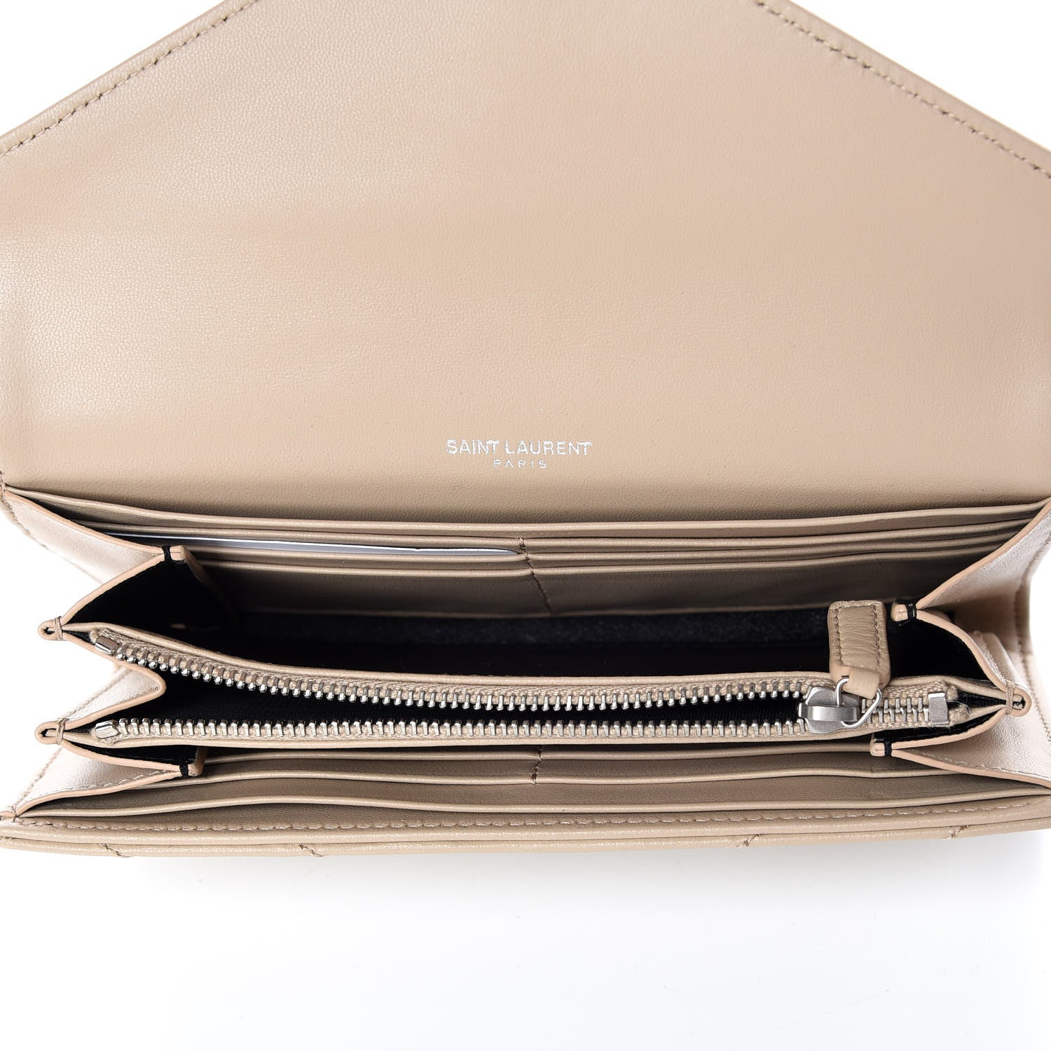 Saint Laurent Lambskin Y Quilted Monogram Large Loulou Flap Wallet Nude Powder 7 of 10