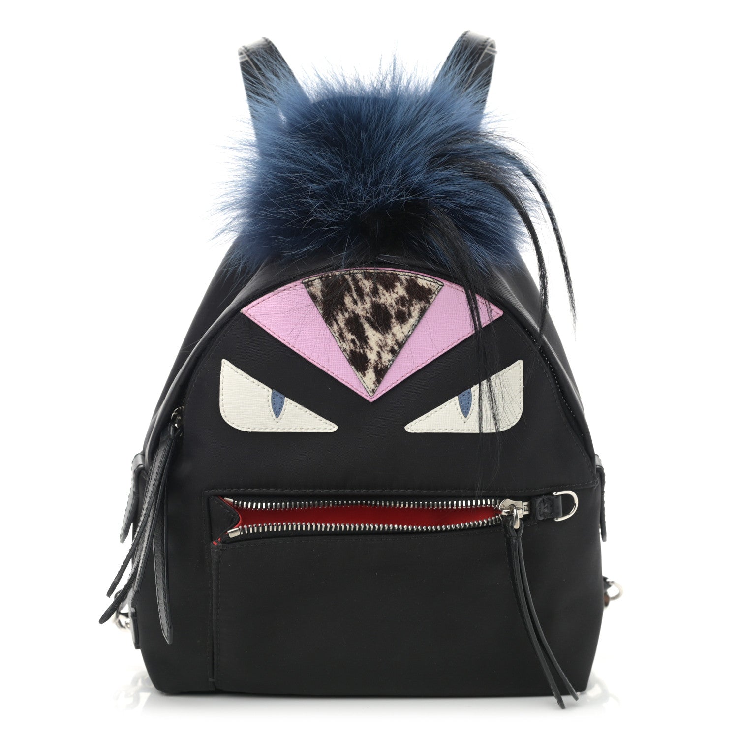 Fendi Nylon Vitello Fox Goat Fur Monster Eyes Mini Backpack Black Multicolor Sky 1 of 10
