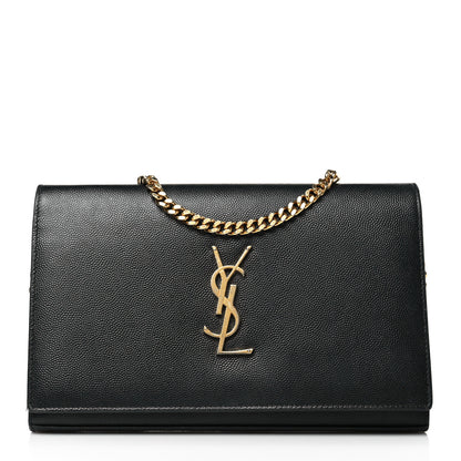 Saint Laurent Grain De Poudre Monogram Chain Wallet Black 1 of 8