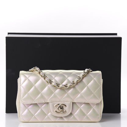 Chanel Iridescent Lambskin Quilted Mini Rectangular Flap Ivory 11 of 11