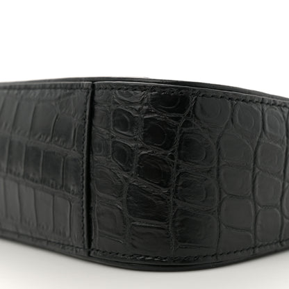 Saint Laurent Calfskin Crocodile Embossed LE 5 A 7 Hobo Black 10 of 11