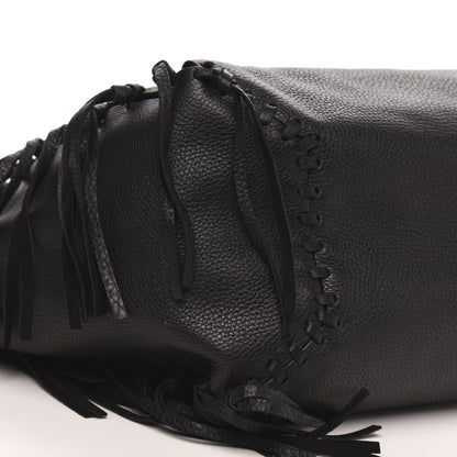 Valentino Garavani Grained Calfskin C-Rockee Fringe Tote Black 7 of 8