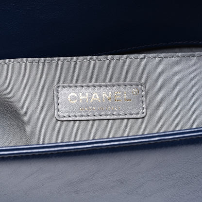 Chanel Fabric Chevron Braided Medium Boy Flap Blue 5 of 10