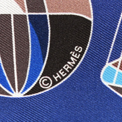 Hermes Silk Les Folies Du Ciel Twilly Marine Marron Glace White 3 of 4