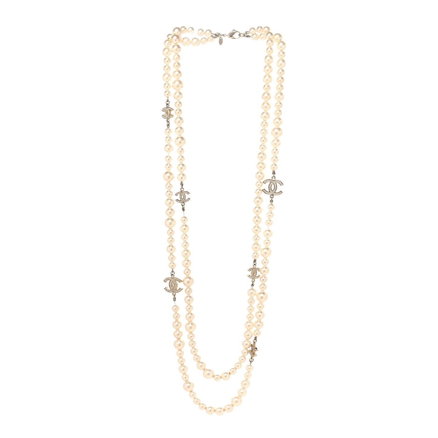 Pearl Multistrand CC Long Necklace Pearly White