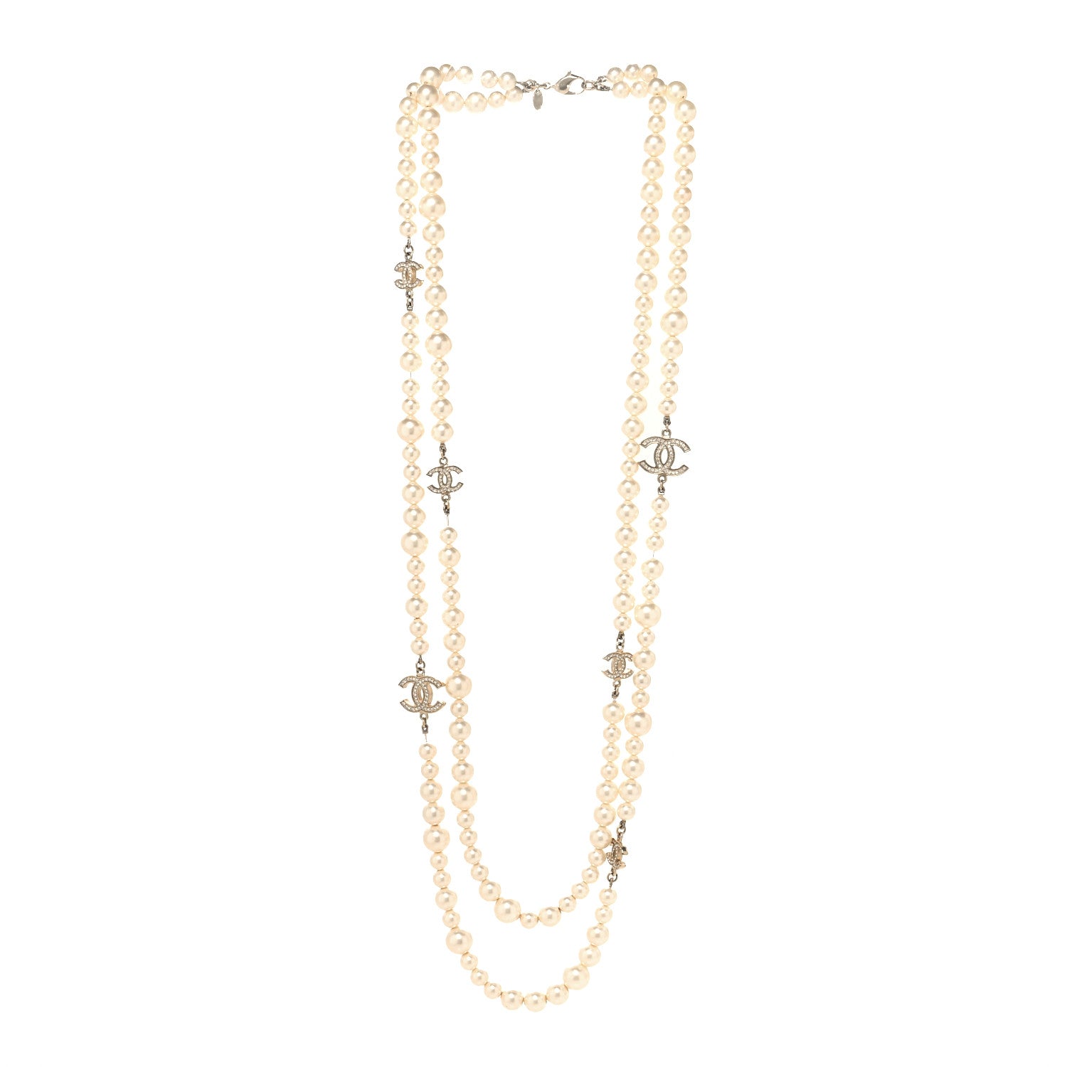 Chanel Pearl Multistrand CC Long Necklace Pearly White 3 of 6