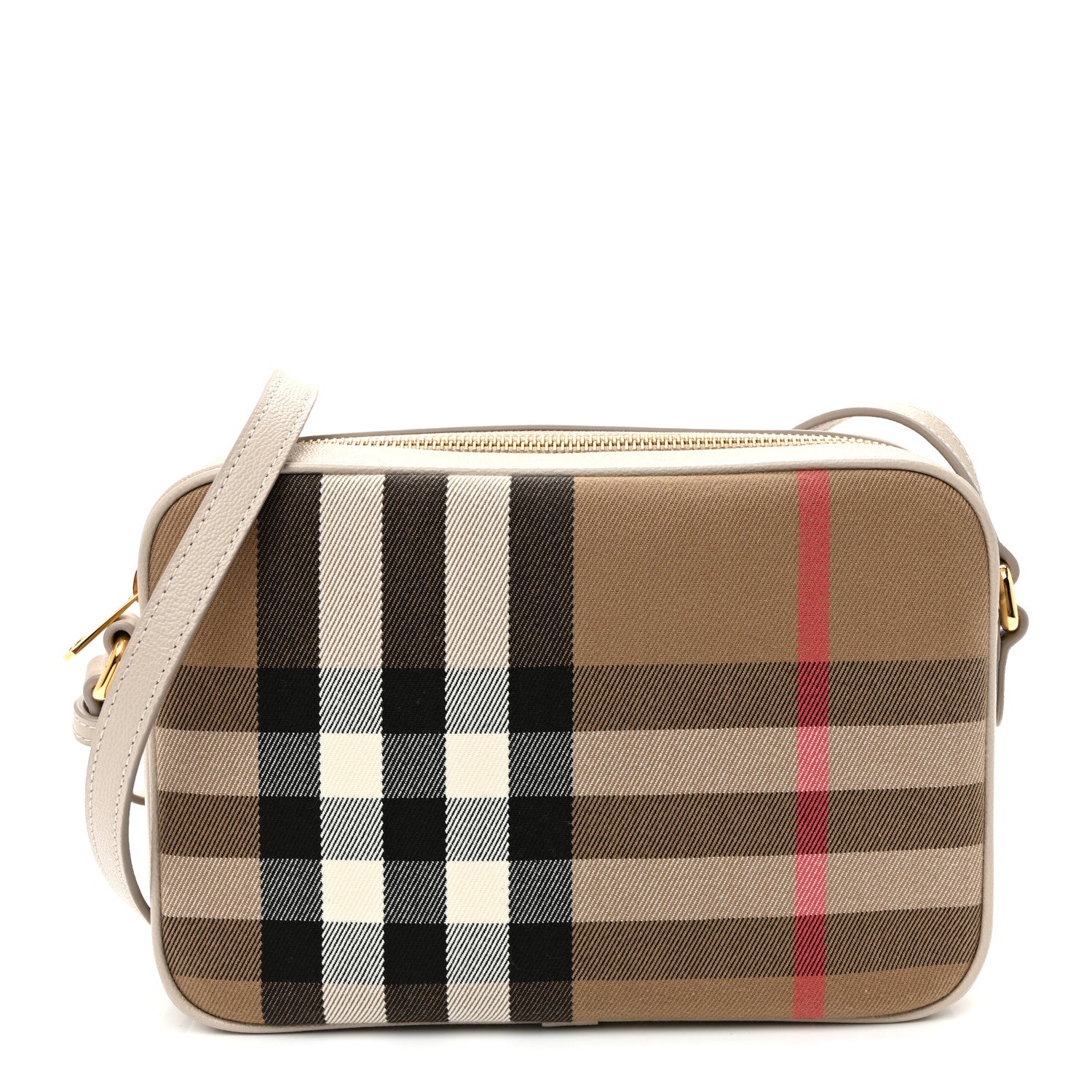 Burberry Calfskin House Check Large Camera Bag Limestone 1 of 11