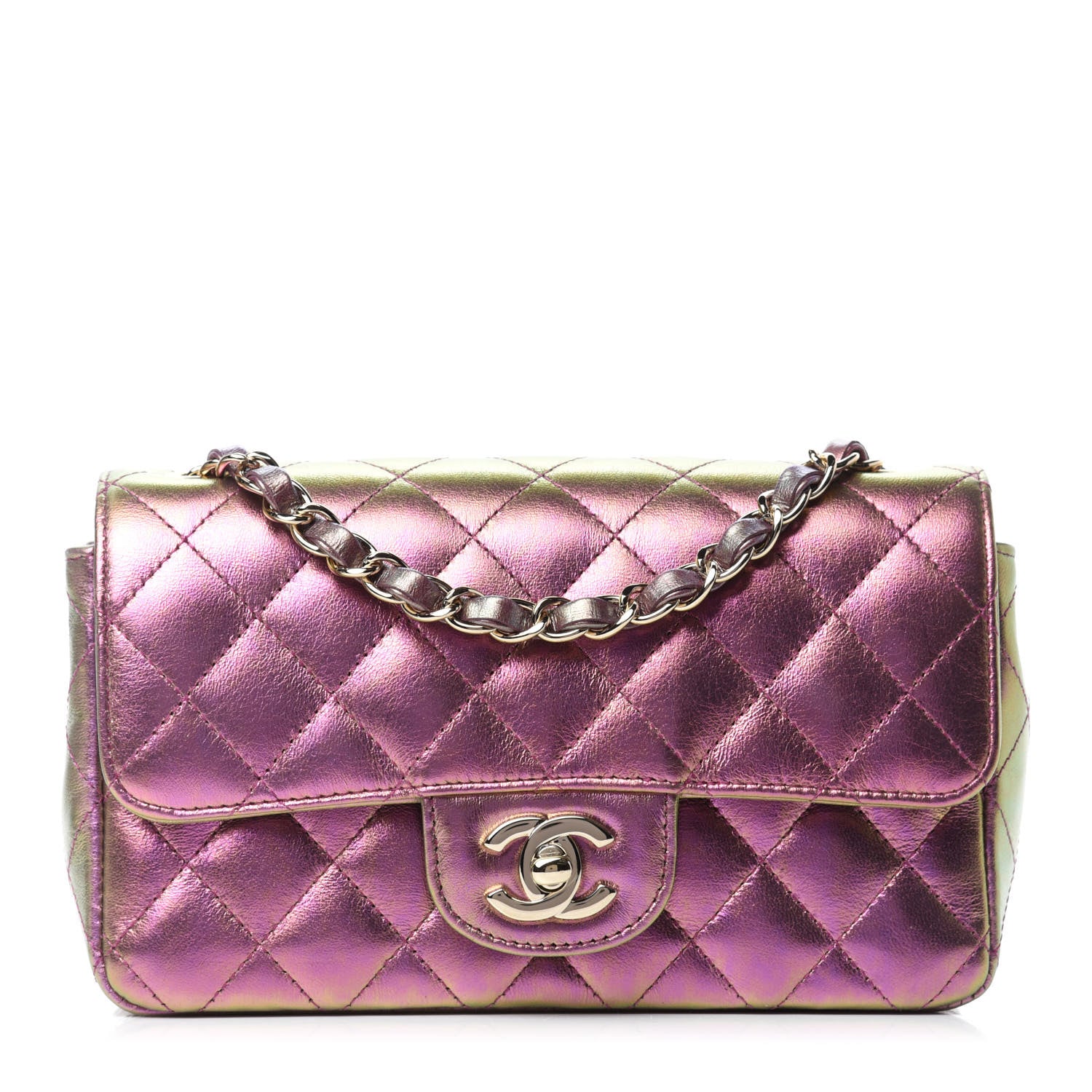 Chanel Iridescent Lambskin Quilted Mini Rectangular Flap Purple 1 of 11