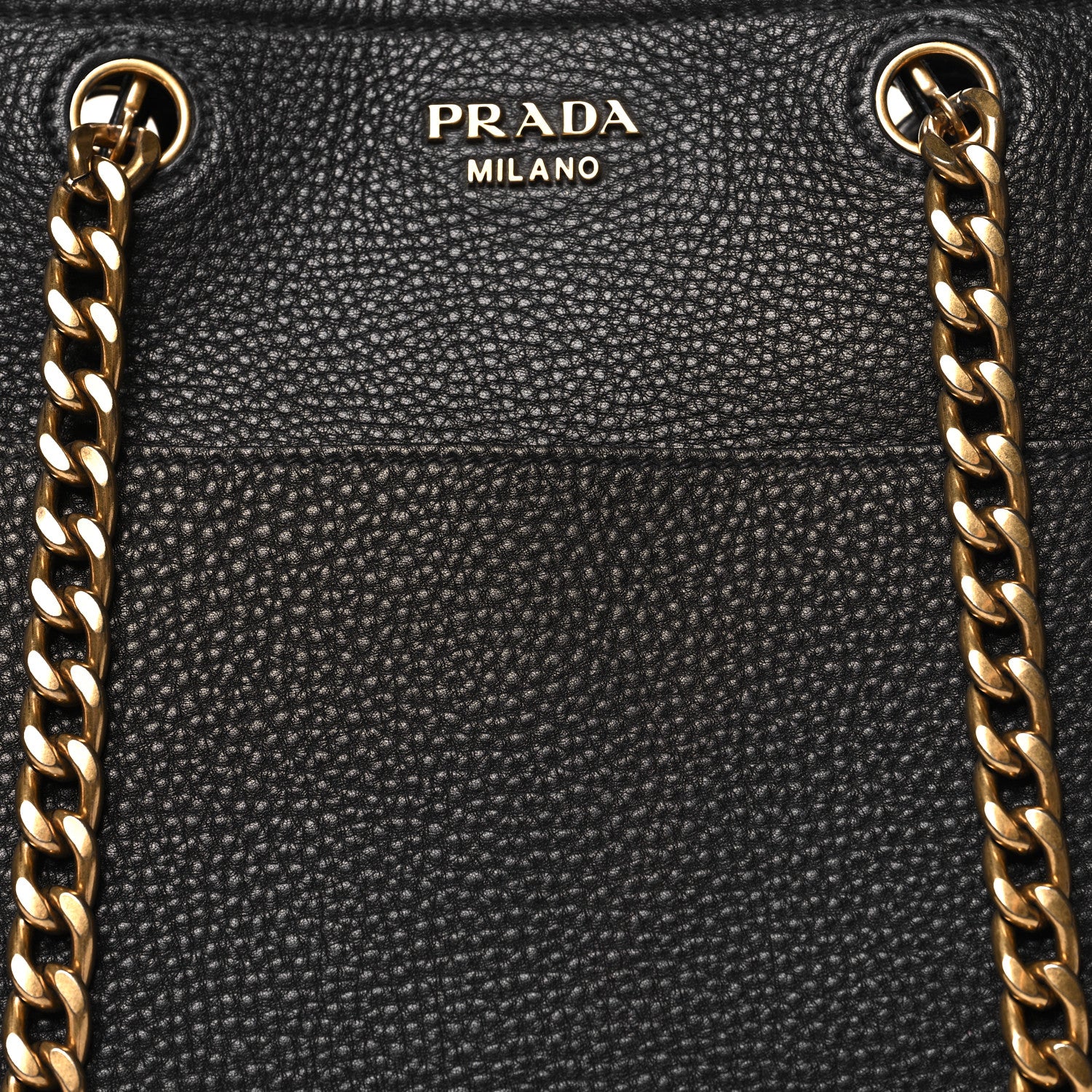 Prada Vitello Daino Chain Shopping Tote Black 7 of 9