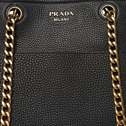 Prada Vitello Daino Chain Shopping Tote Black 7 of 9