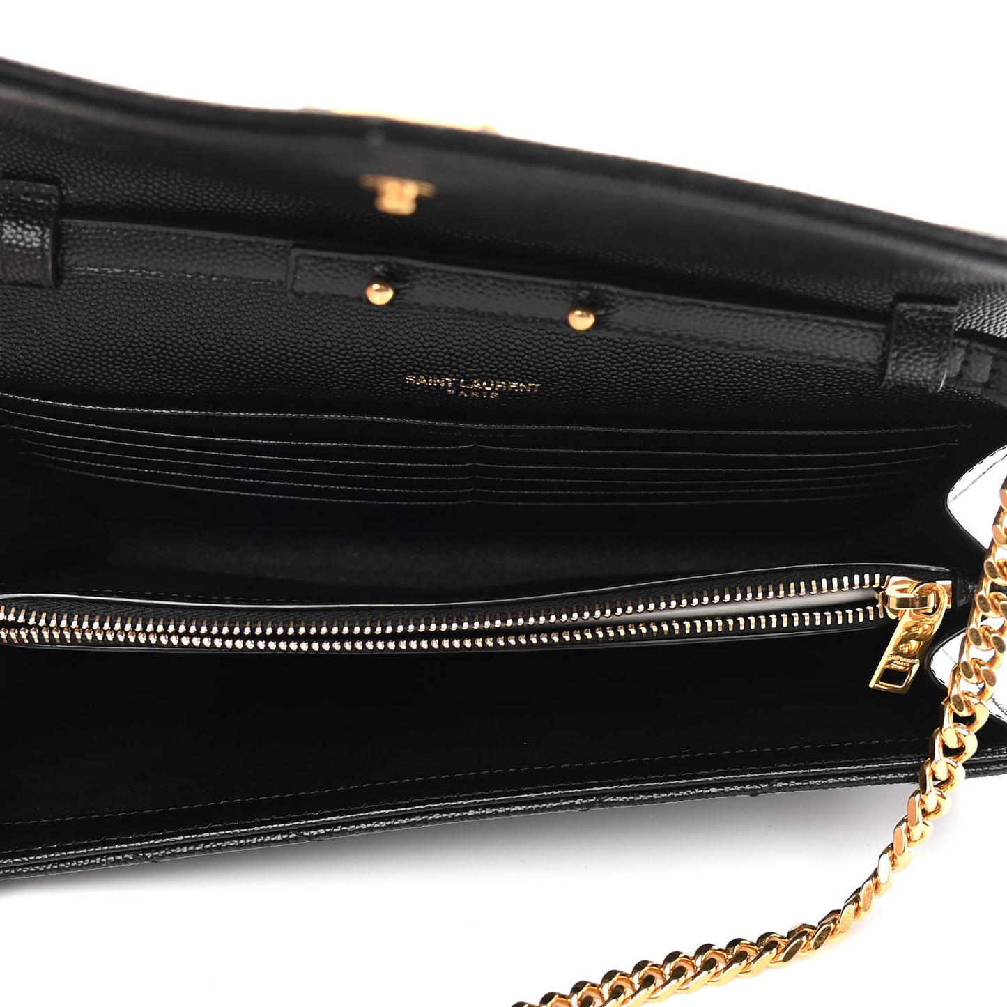 Grain De Poudre Matelasse Chevron Monogram Chain Wallet Black
