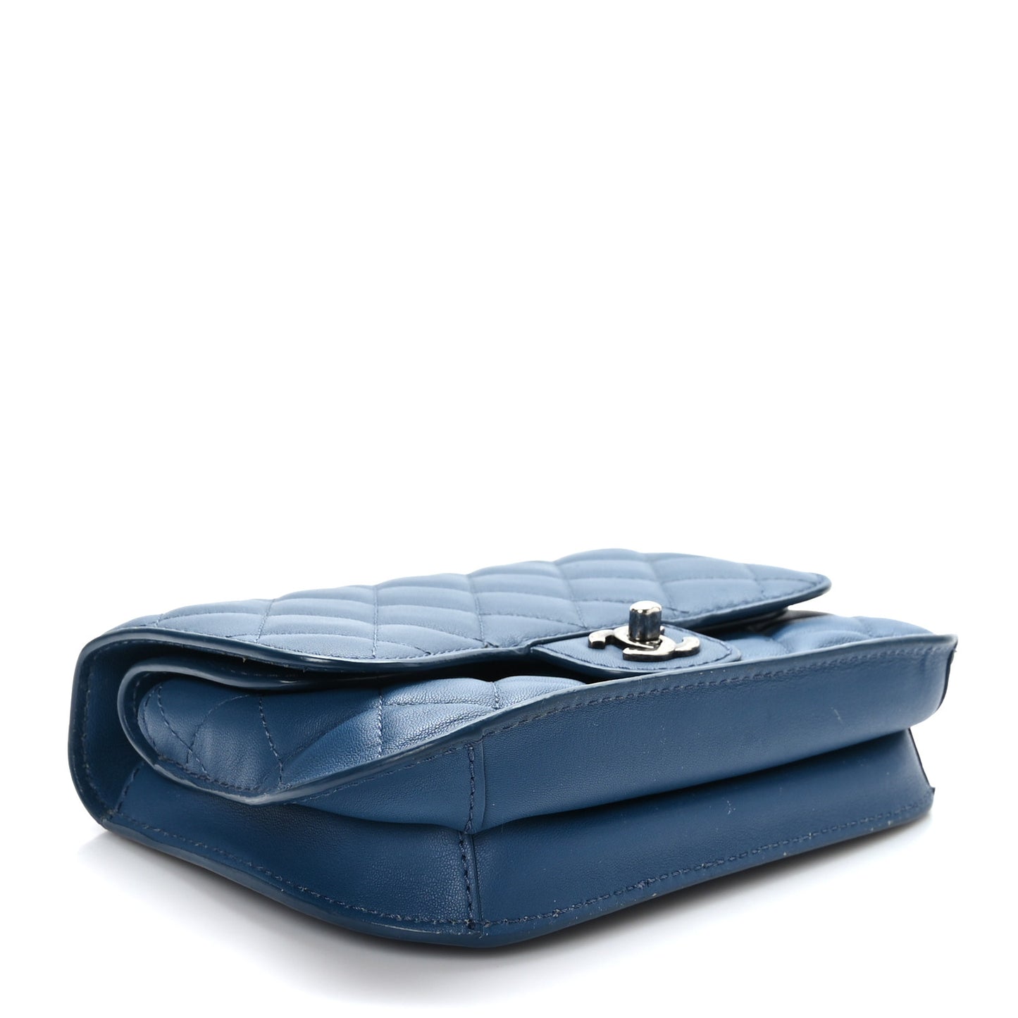 Lambskin Quilted Small Natural CC Flap Navy