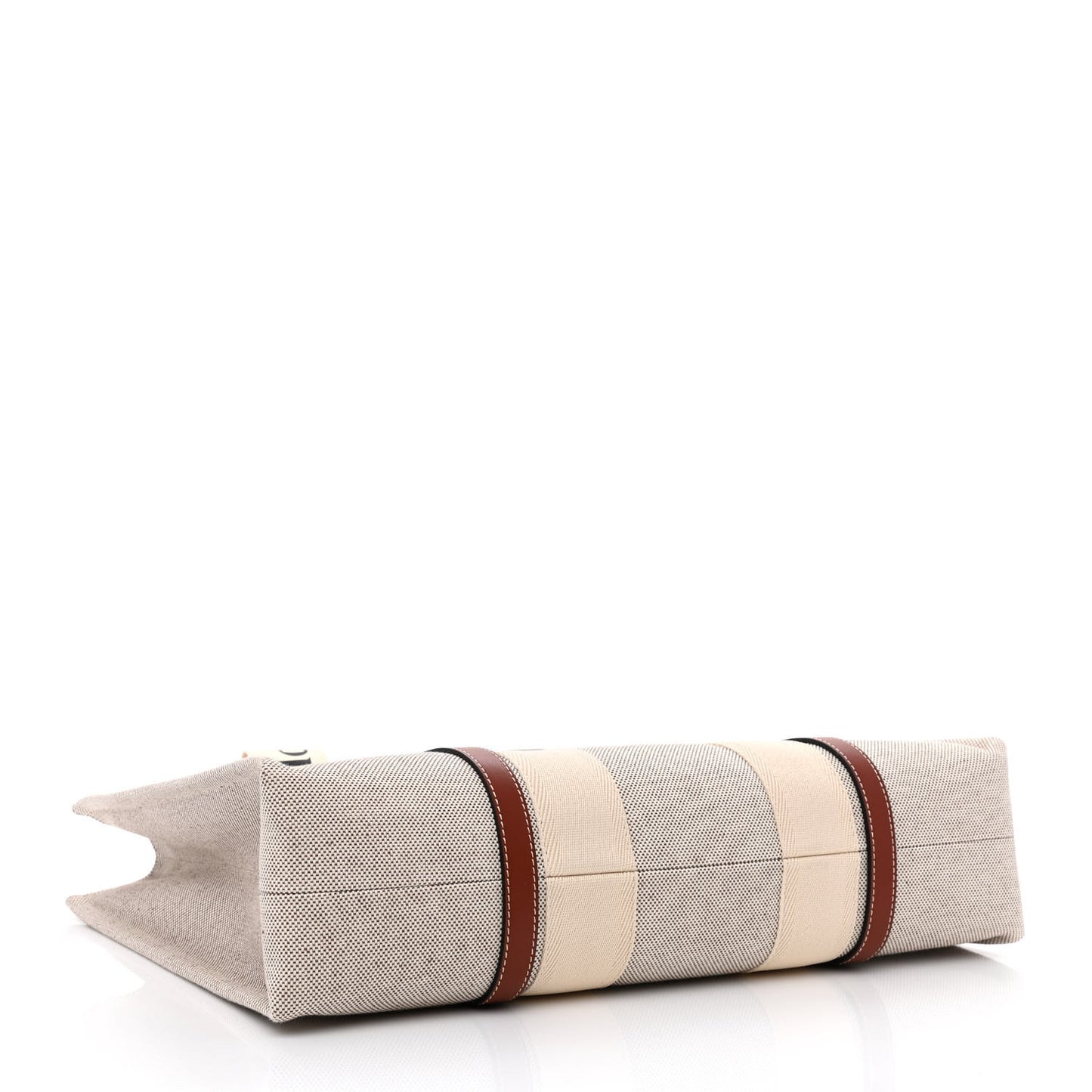 Cotton Calfskin Large Woody Ribbon Tote White Brown