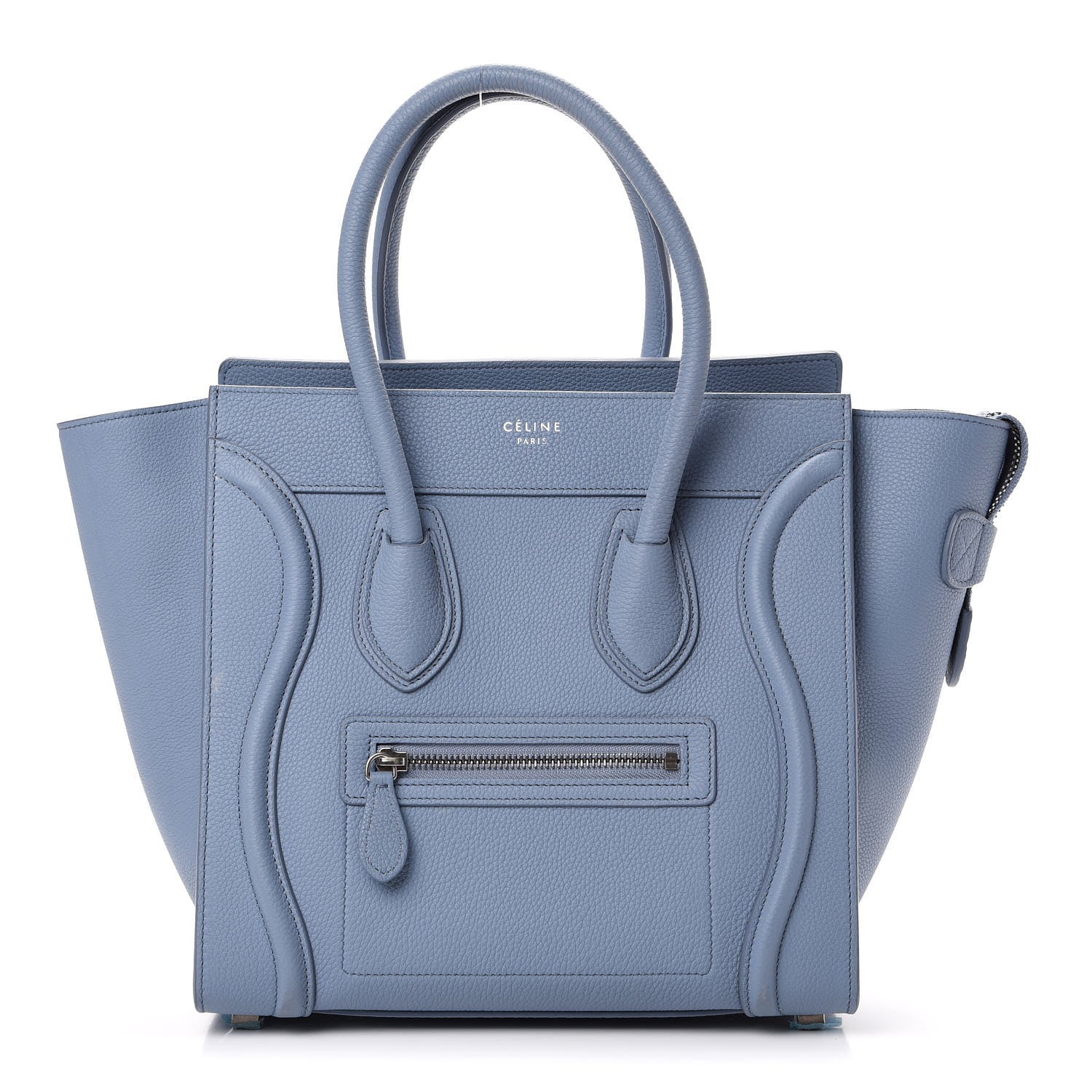 Celine Drummed Calfskin Micro Luggage Slate 1 of 11