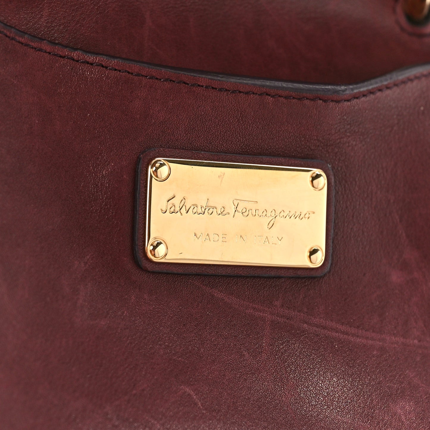 Calfskin Studded Sofia Satchel Burgundy
