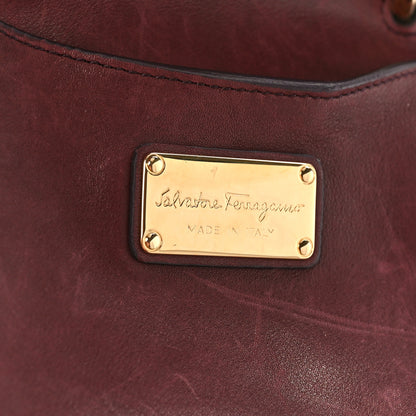 Salvatore Ferragamo Calfskin Studded Sofia Satchel Burgundy 6 of 11