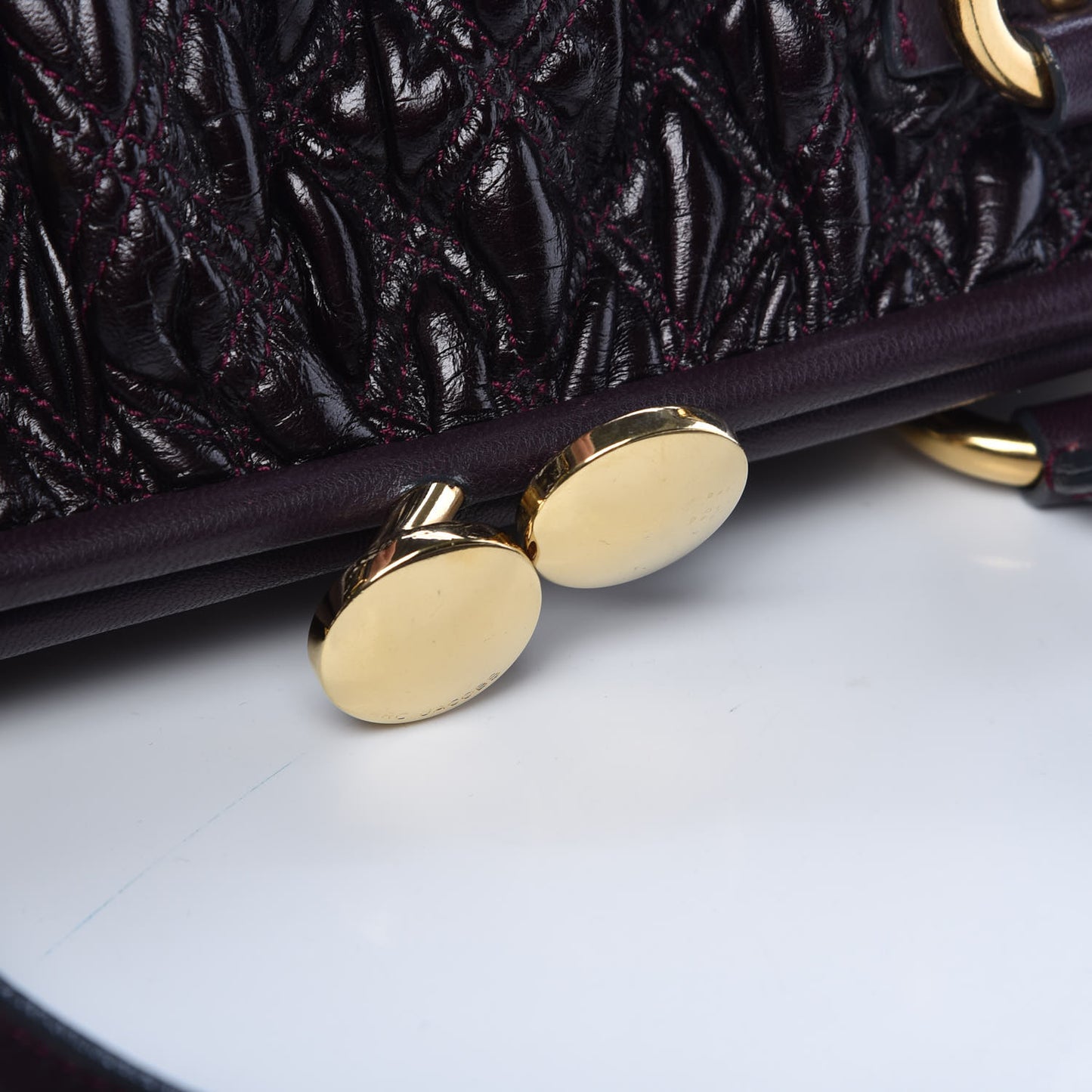 Calfskin Quilted Stam Plum