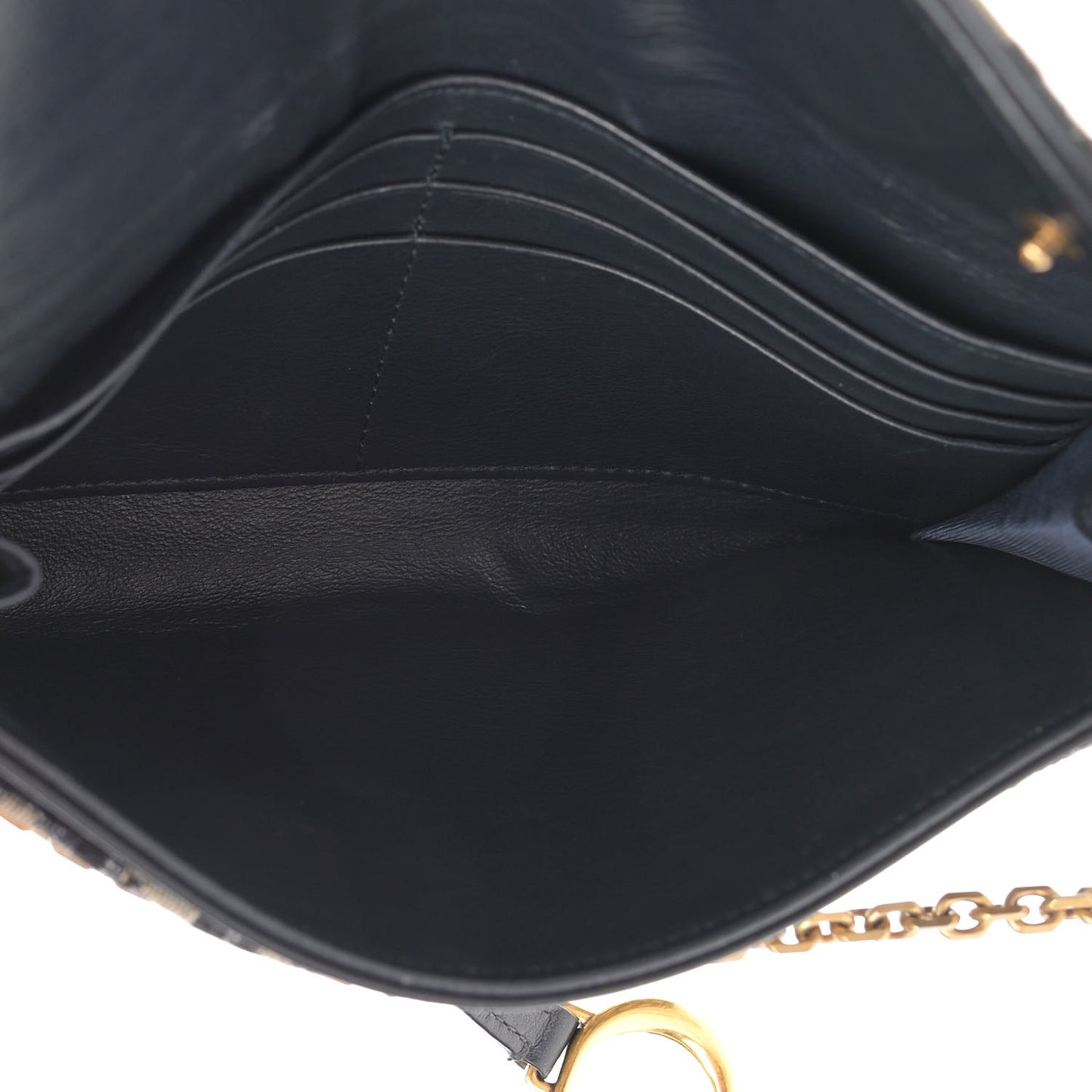 Oblique Saddle Chain Long Wallet Blue