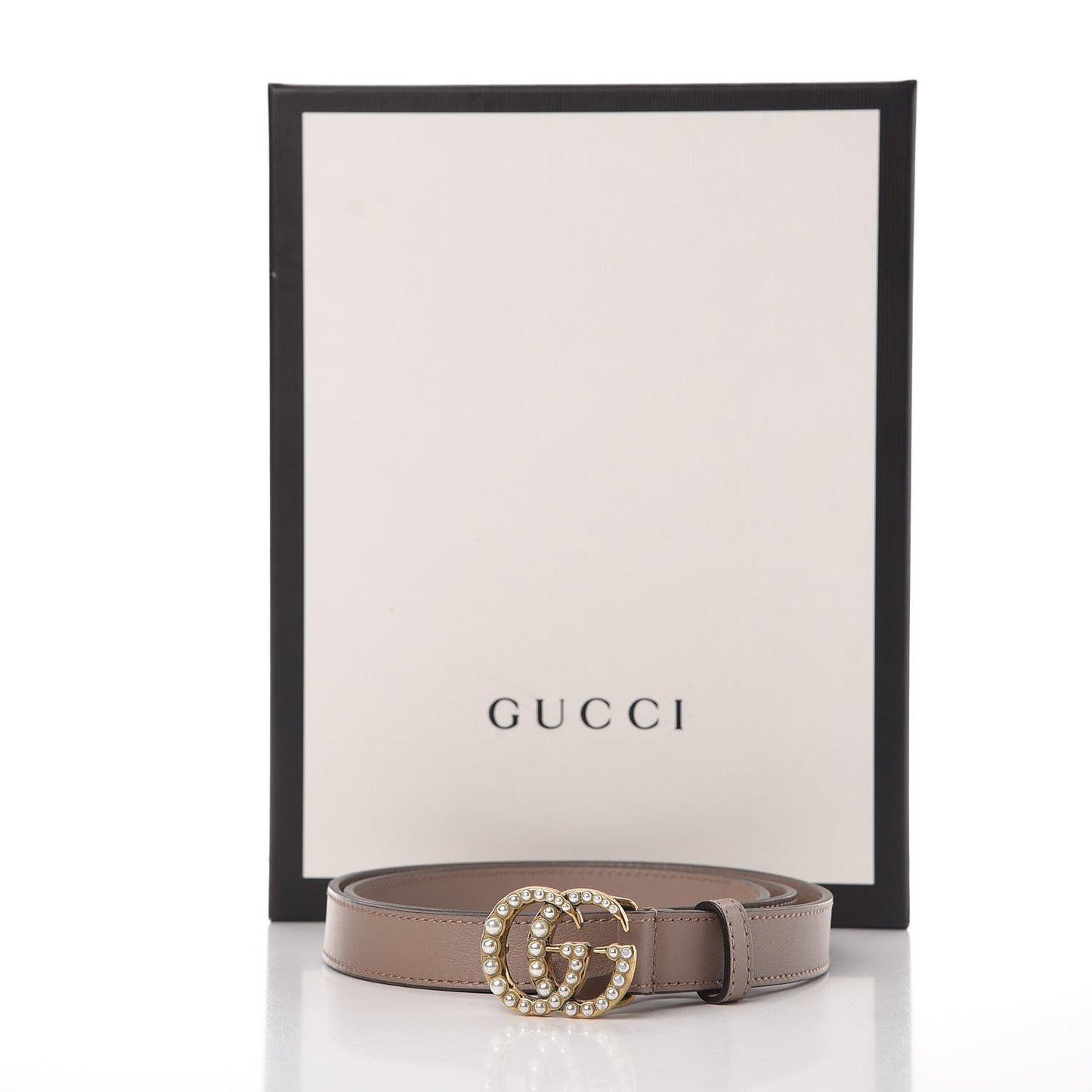 Calfskin Pearl Double G 20mm Belt 85 34 Porcelain Rose