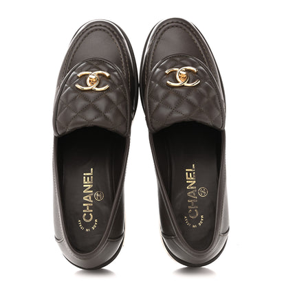 Chanel Lambskin Quilted CC Turnlock Loafers 40 Dark Brown 2 of 11