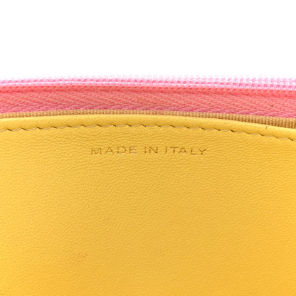 Chanel Lambskin Quilted Wallet On Chain WOC Pink Yellow 7 of 15
