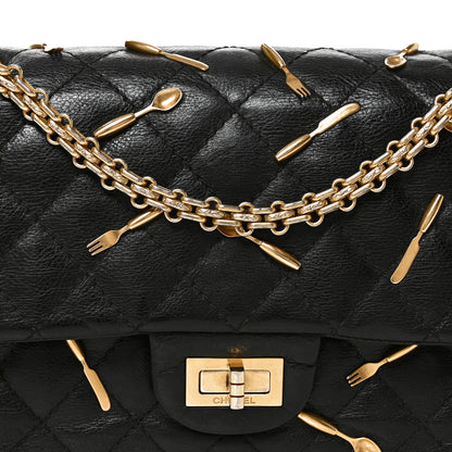 Chanel Calfskin Quilted Utensils Charms Brasserie 2.55 Reissue 225 Flap Black 8 of 10