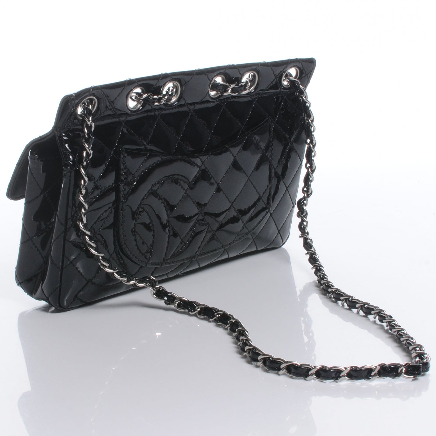 Chanel Patent Quilted Medium Diagonal CC Flap Black 3 of 7