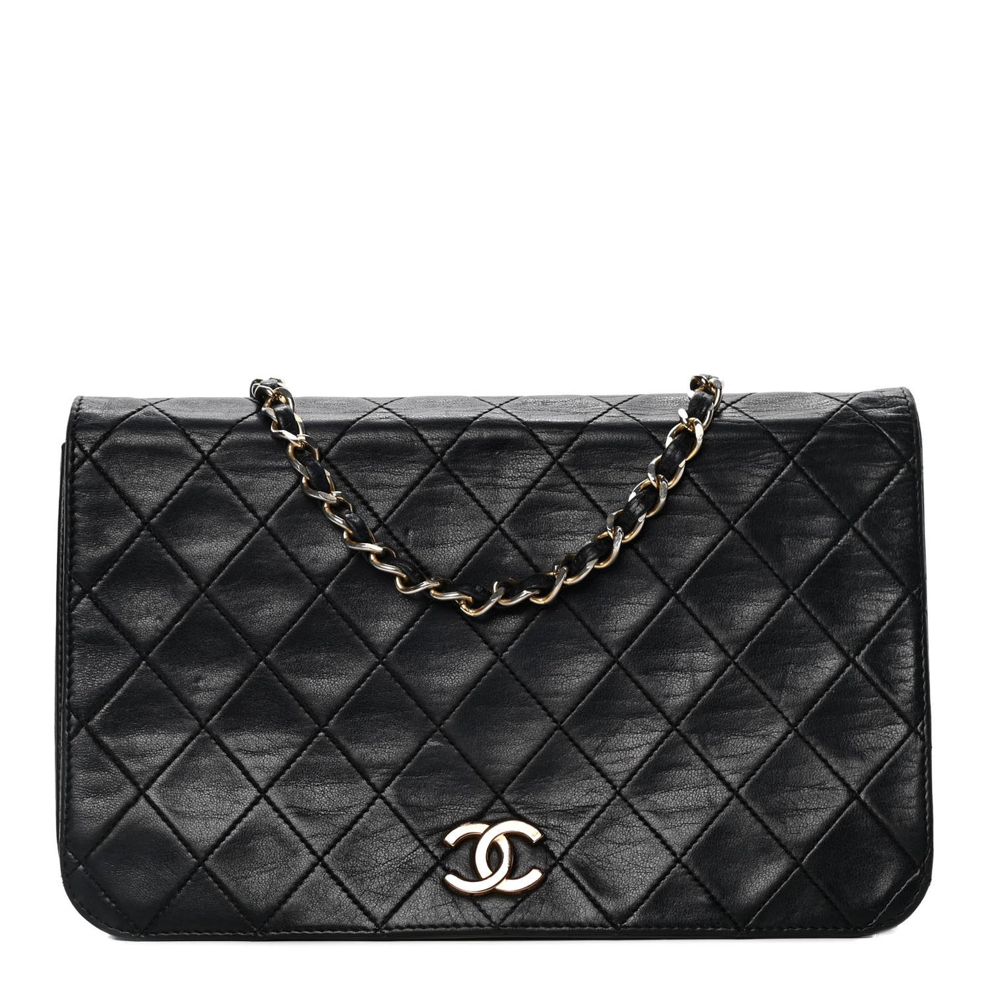 Lambskin Quilted Small Single Flap Black
