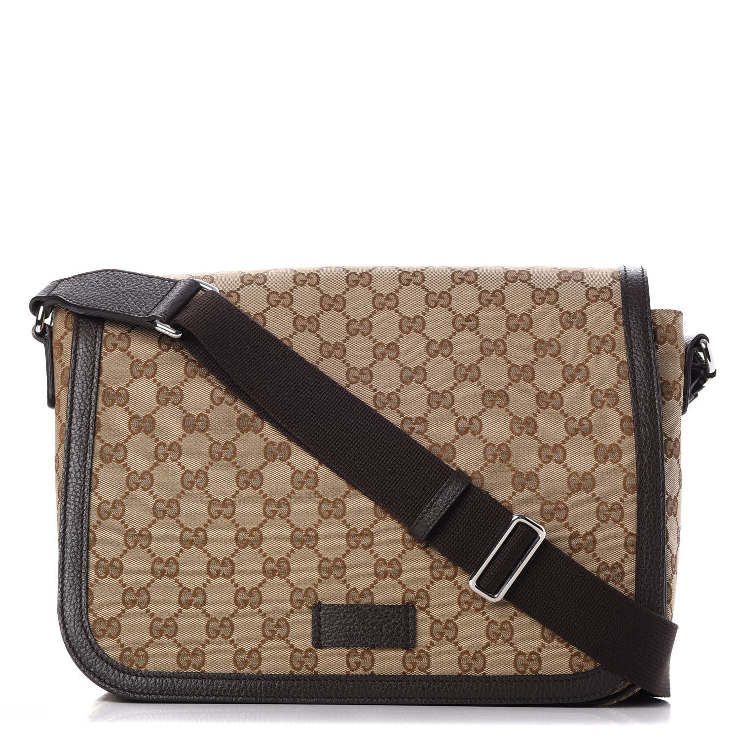 Gucci Monogram Large Flap Messenger Bag Beige Dark Brown 1 of 9