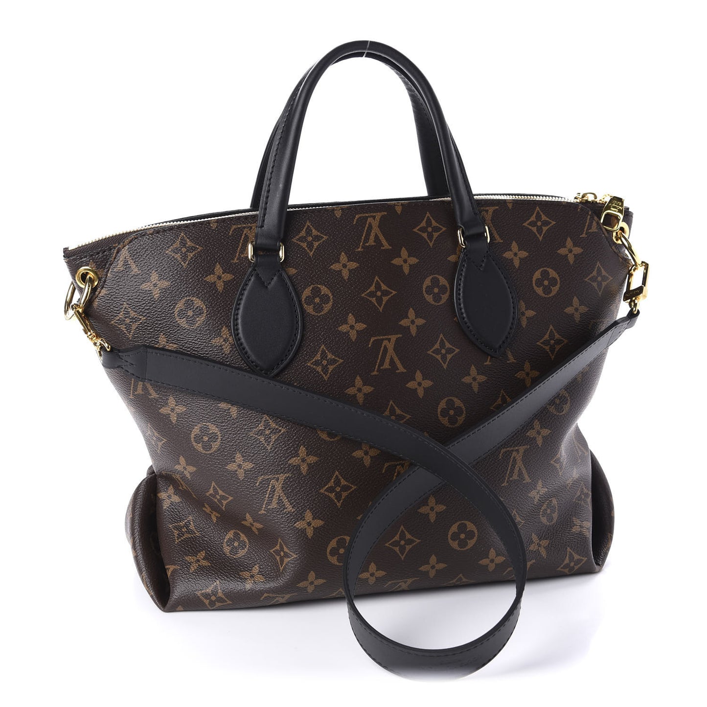 Monogram Flower Zipped Tote MM Black