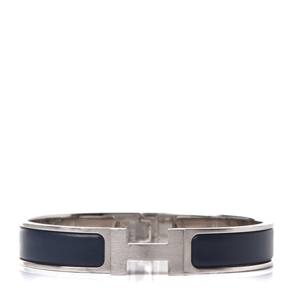 Hermes Matte Enamel Narrow Clic Clac HH Bracelet GM Bleu Nuit 1 of 7