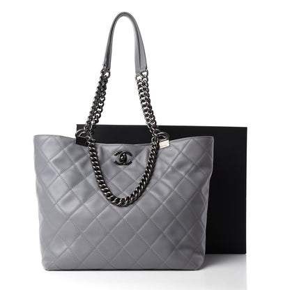 Chanel Lambskin Quilted Shopping Tote Grey 11 of 11