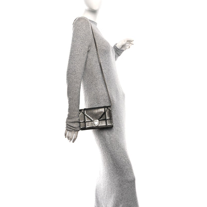 Christian Dior Metallic Patent Micro-Cannage Diorama Wallet on Chain Pouch Onyx Black 2 of 10