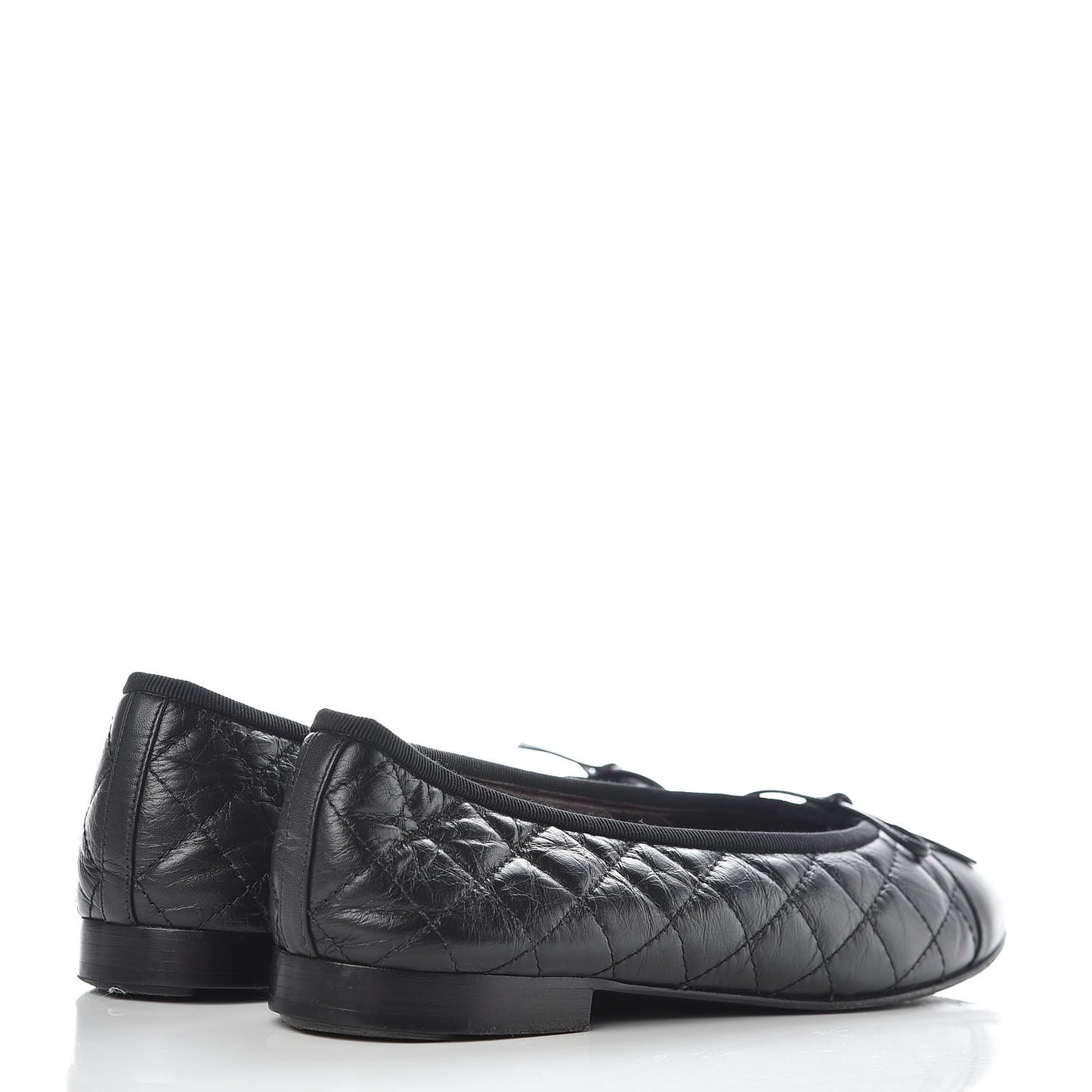 Aged Calfskin Quilted CC Cap Toe Ballerina Flats 39.5 Black