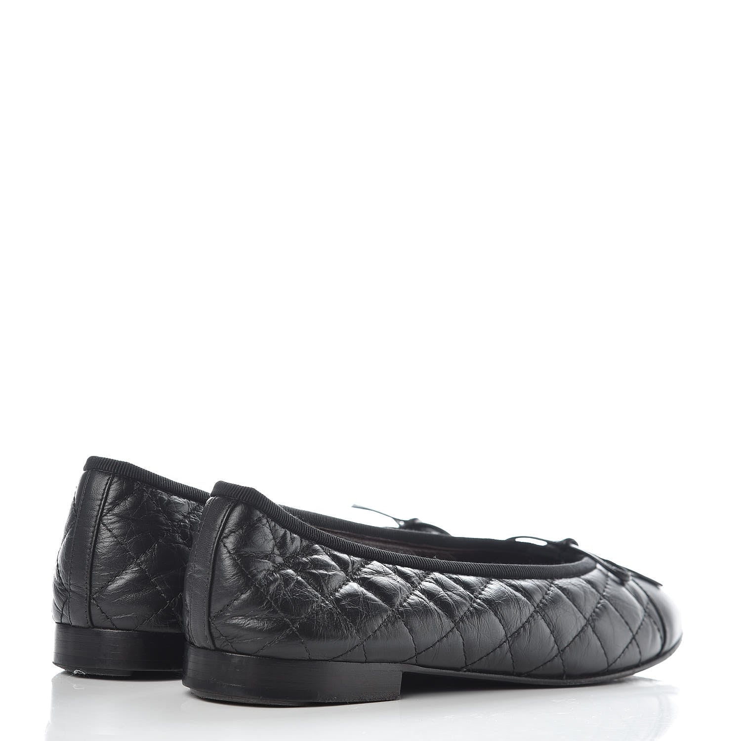 Chanel Aged Calfskin Quilted CC Cap Toe Ballerina Flats 39.5 Black 4 of 14