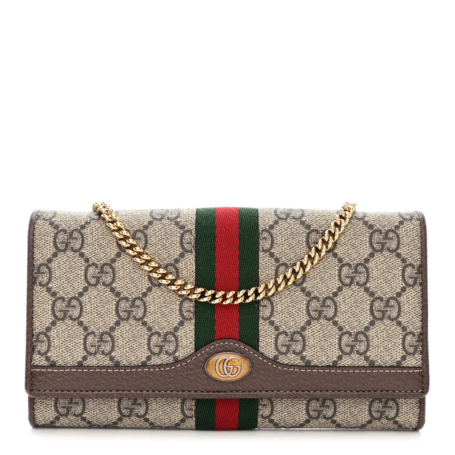 GG Supreme Monogram Web Ophidia Wallet On Chain Brown