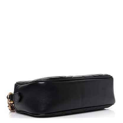 Gucci Calfskin Matelasse Small GG Marmont Chain Shoulder Bag Black 4 of 13