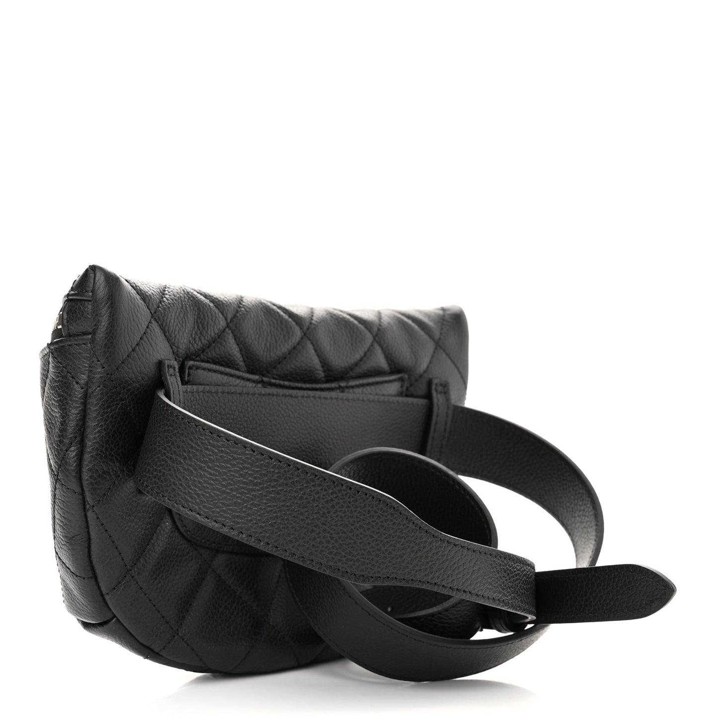 Grained Calfskin Quilted Waist Belt Bag Black