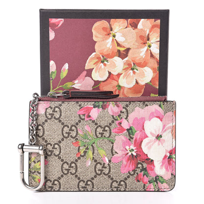 Gucci GG Supreme Monogram Blooms Key Ring Coin Case Beige Multicolor Dry Rose 7 of 7